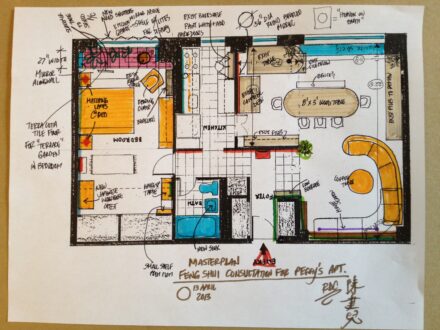 A drawing of the floor plan for a house.