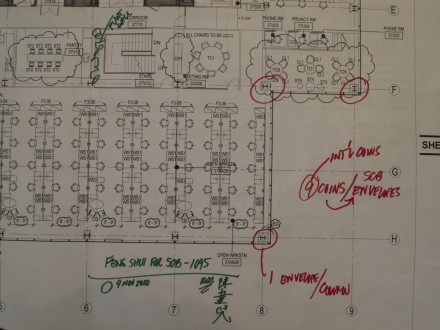A plan of the floor for an office space.