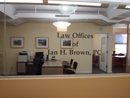 A law office with a view of the door way.